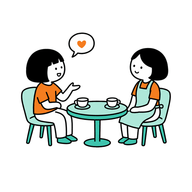 お客様との会話を楽しむサロンオーナーのイラスト