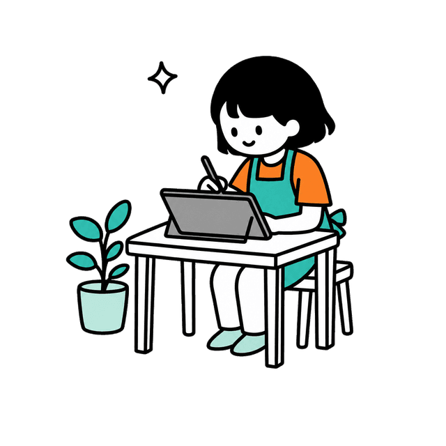 制作に没頭するクリエイターのイラスト